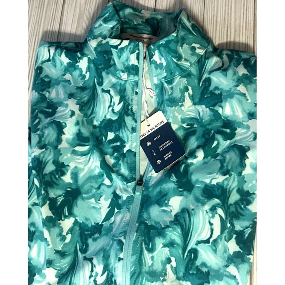 Tommy Bahama Active Womens UPF 50 quick dry Green Floral Zip Jacket NEW‎ SMALL